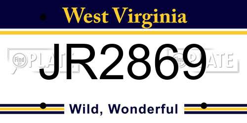 JR2869 West Virginia License Plate