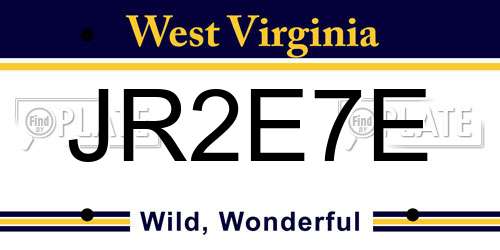 JR2E7E West Virginia License Plate