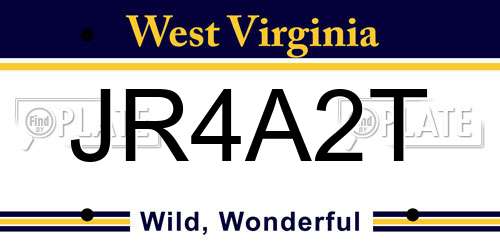 JR4A2T West Virginia License Plate