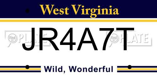 JR4A7T West Virginia License Plate