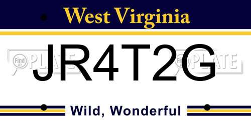 JR4T2G West Virginia License Plate