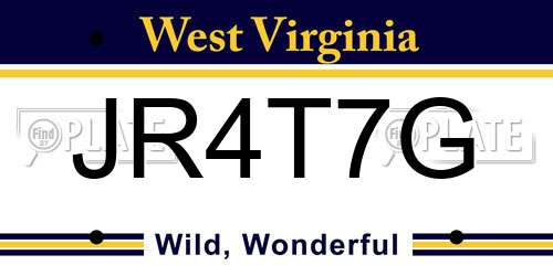 JR4T7G West Virginia License Plate