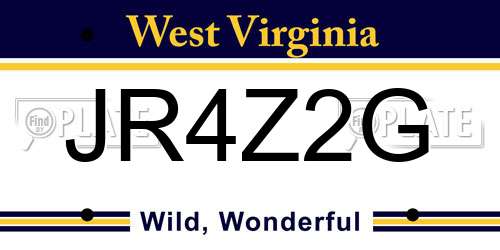 JR4Z2G West Virginia License Plate