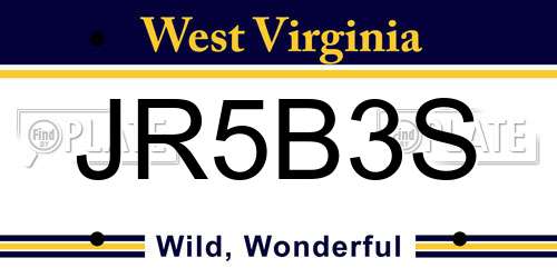 JR5B3S West Virginia License Plate