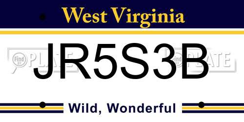 JR5S3B West Virginia License Plate