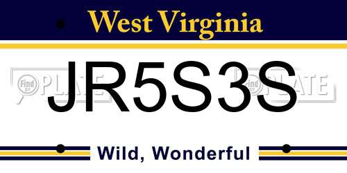 JR5S3S West Virginia License Plate