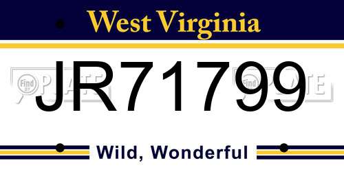 JR71799 West Virginia License Plate