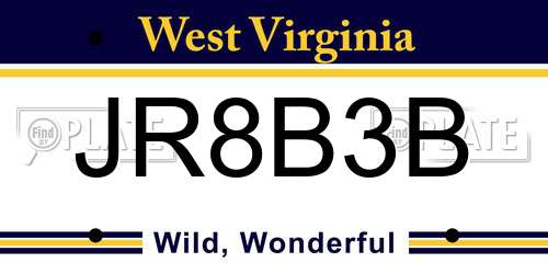 JR8B3B West Virginia License Plate