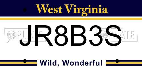 JR8B3S West Virginia License Plate