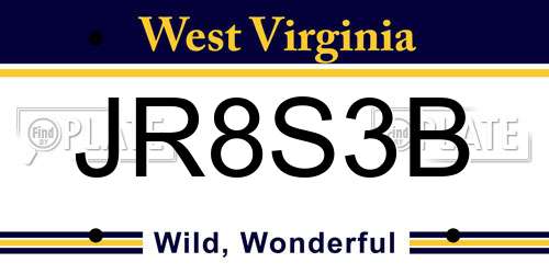 JR8S3B West Virginia License Plate