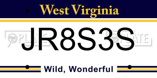 JR8S3S West Virginia License Plate