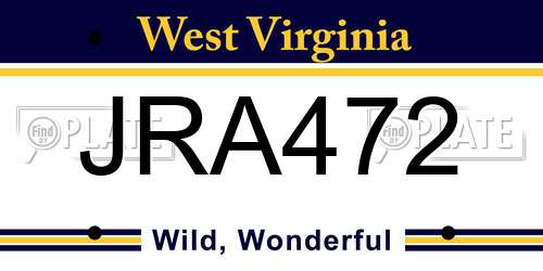 JRA472 West Virginia License Plate
