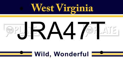 JRA47T West Virginia License Plate