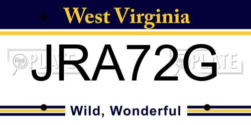 JRA72G West Virginia License Plate