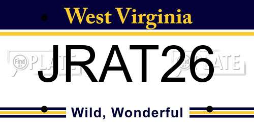 JRAT26 West Virginia License Plate