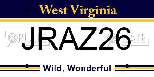 JRAZ26 West Virginia License Plate
