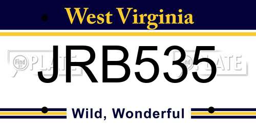JRB535 West Virginia License Plate