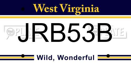 JRB53B West Virginia License Plate