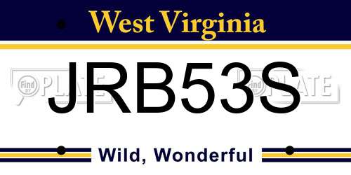 JRB53S West Virginia License Plate