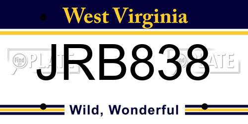 JRB838 West Virginia License Plate