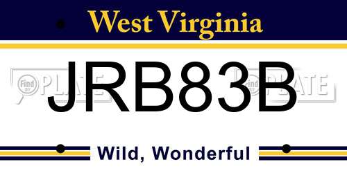 JRB83B West Virginia License Plate