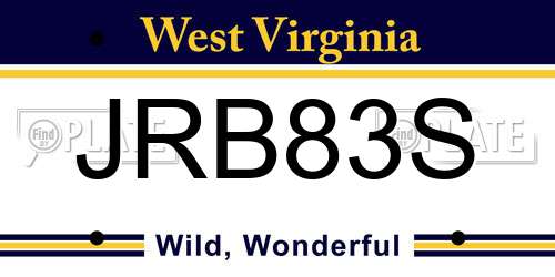 JRB83S West Virginia License Plate