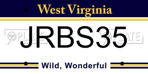 JRBS35 West Virginia License Plate