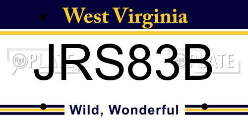 JRS83B West Virginia License Plate