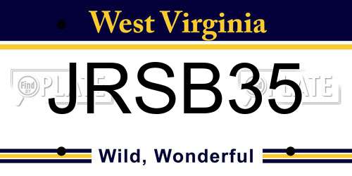 JRSB35 West Virginia License Plate