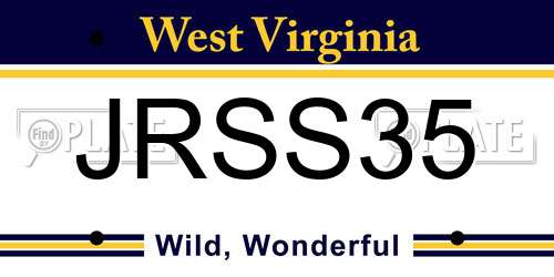 JRSS35 West Virginia License Plate
