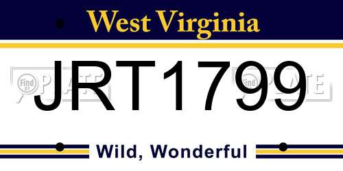 JRT1799 West Virginia License Plate