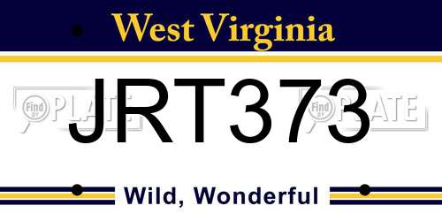 JRT373 West Virginia License Plate