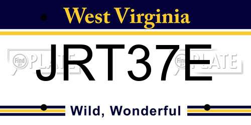JRT37E West Virginia License Plate