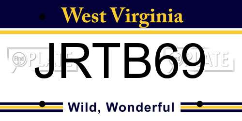 JRTB69 West Virginia License Plate