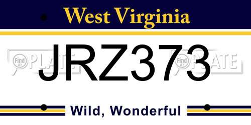 JRZ373 West Virginia License Plate