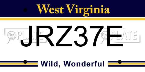 JRZ37E West Virginia License Plate