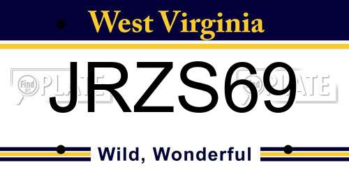 JRZS69 West Virginia License Plate