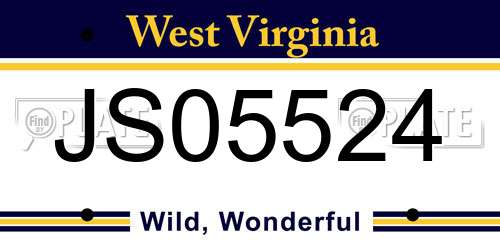 JS05524 West Virginia License Plate