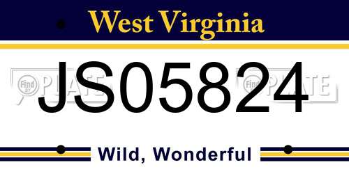 JS05824 West Virginia License Plate