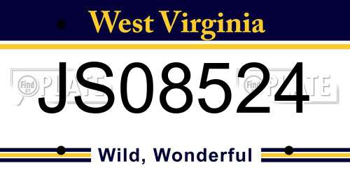JS08524 West Virginia License Plate
