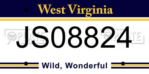 JS08824 West Virginia License Plate