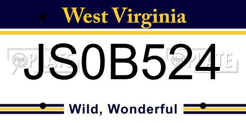 JS0B524 West Virginia License Plate