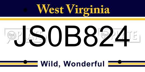 JS0B824 West Virginia License Plate