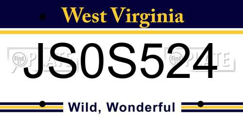 JS0S524 West Virginia License Plate