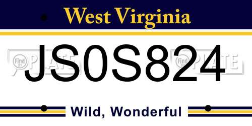 JS0S824 West Virginia License Plate