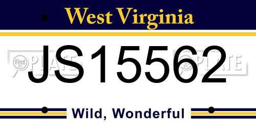 JS15562 West Virginia License Plate
