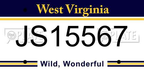 JS15567 West Virginia License Plate