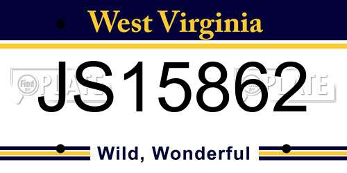 JS15862 West Virginia License Plate