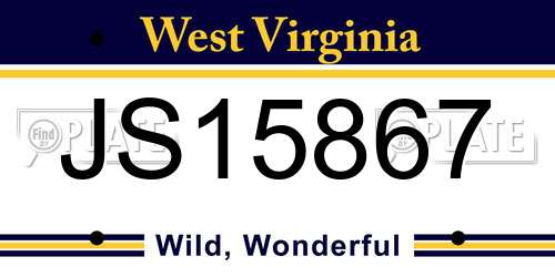 JS15867 West Virginia License Plate