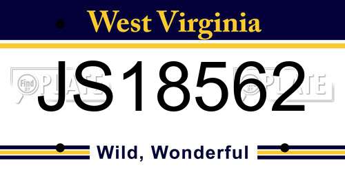 JS18562 West Virginia License Plate